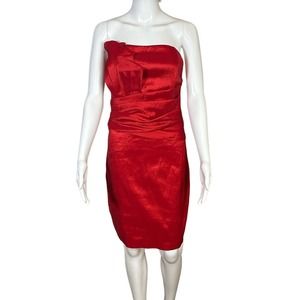 Vintage Betsy &‎ Adam Strapless Metallic Red Formal Prom Cocktail dress size 14